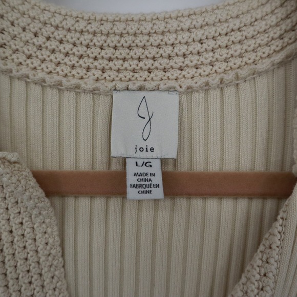 Joie Knit Midi Dress Womens L Beige Ribbed Classic Boho Staple Casual Chic - Picture 2 of 16